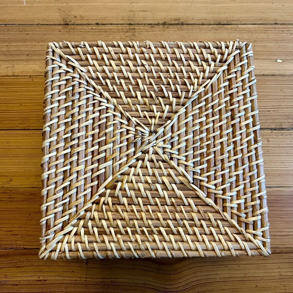 Container Store Rattan Cube with Handles Natural. - Picture 7 of 8